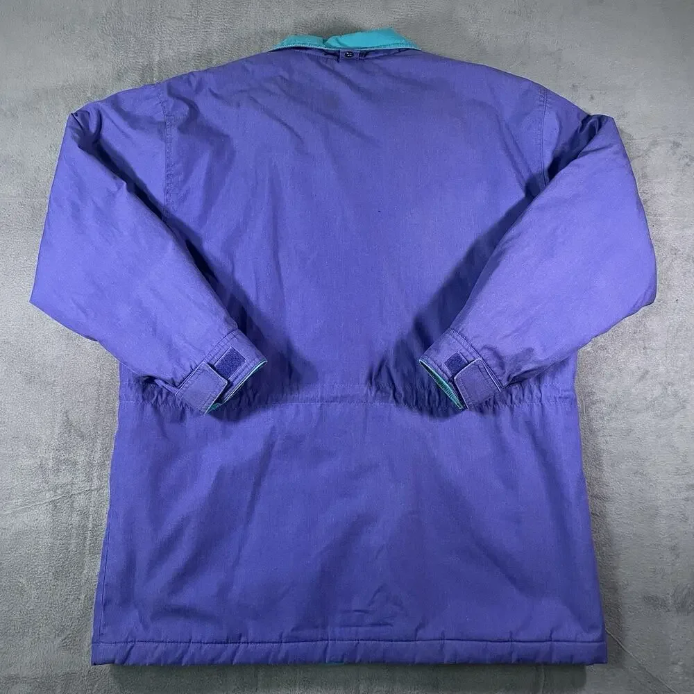 Vintage Cabin Creek Purple Teal Puffer Jacket Plaid Lined Women’s Size Large